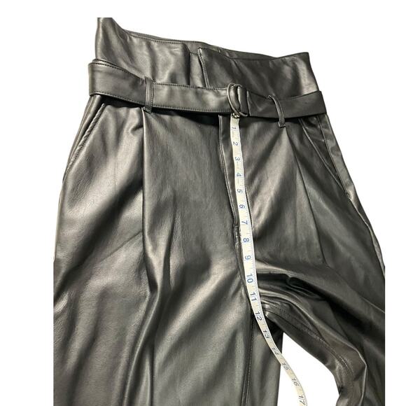 Open Edit Black Faux Leather Pants Size M Soft Lined Trousers with Belt Street - Picture 8 of 12